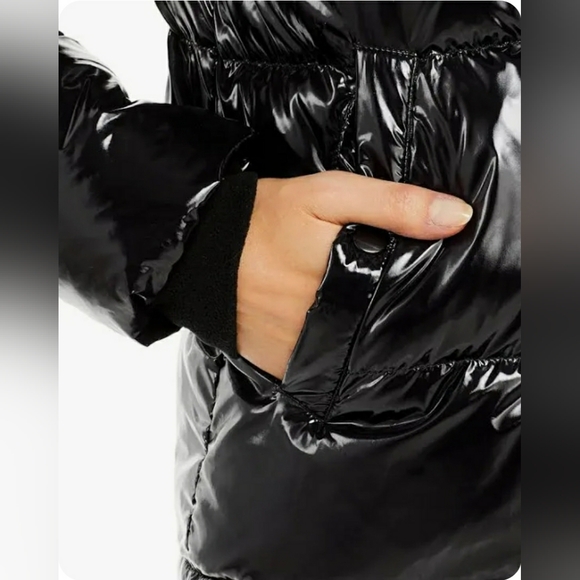 Nwt Aqua Lacquer Down Puffer Jacket In Onyx - Picture 4 of 12